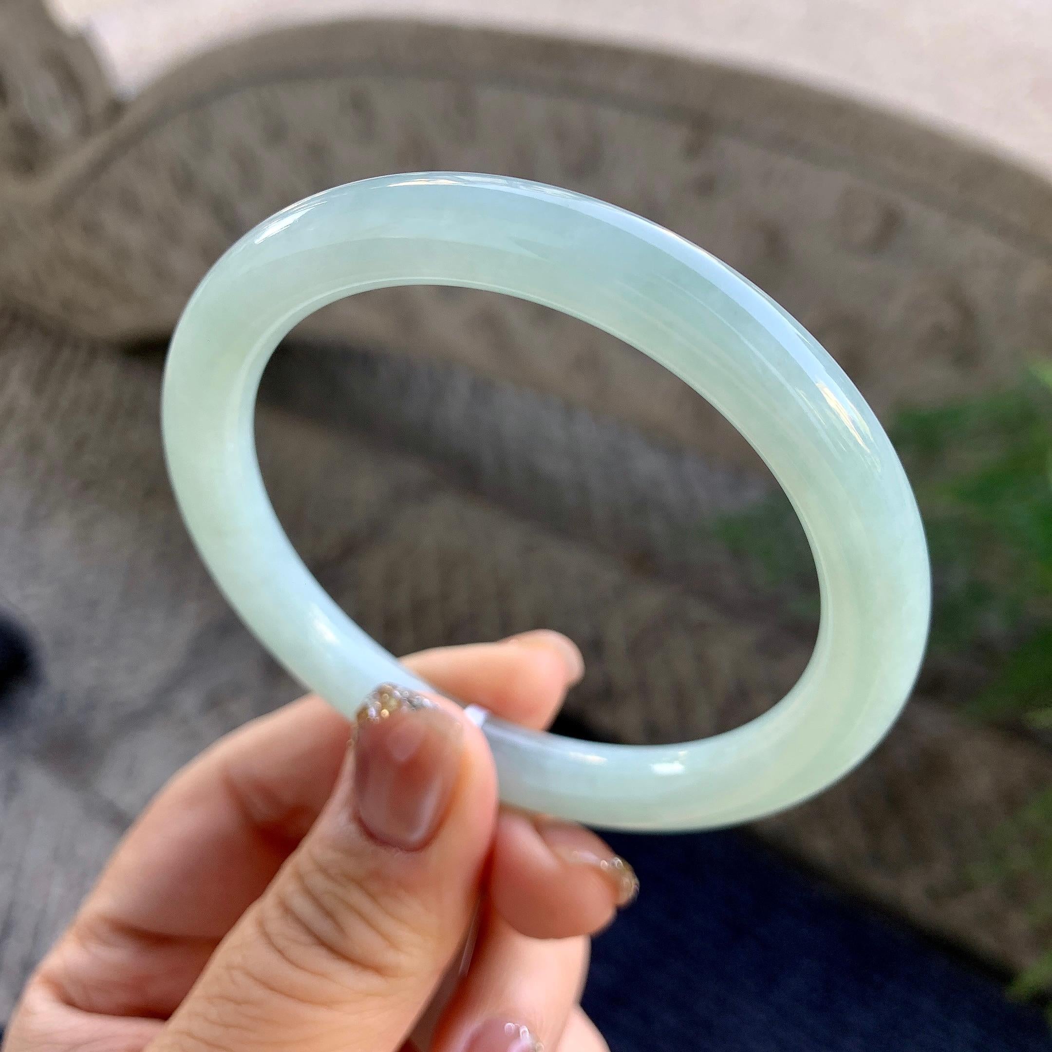 细糯种淡晴底圆条手镯（57mm）（yc276208）