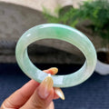 细糯种带底色飘绿花正圈平安镯54.6圈 天然缅甸A货翡翠（yc489149）