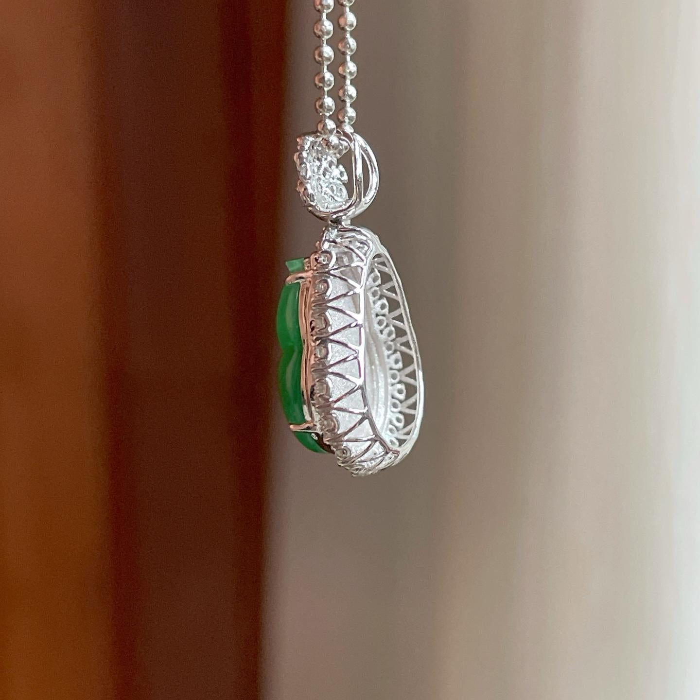 18k金钻镶冰种满绿翡翠葫芦（yc352474）