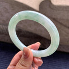 细糯种飘绿花圆条手镯 57.6圈口 天然缅甸A货翡翠（yc346966）