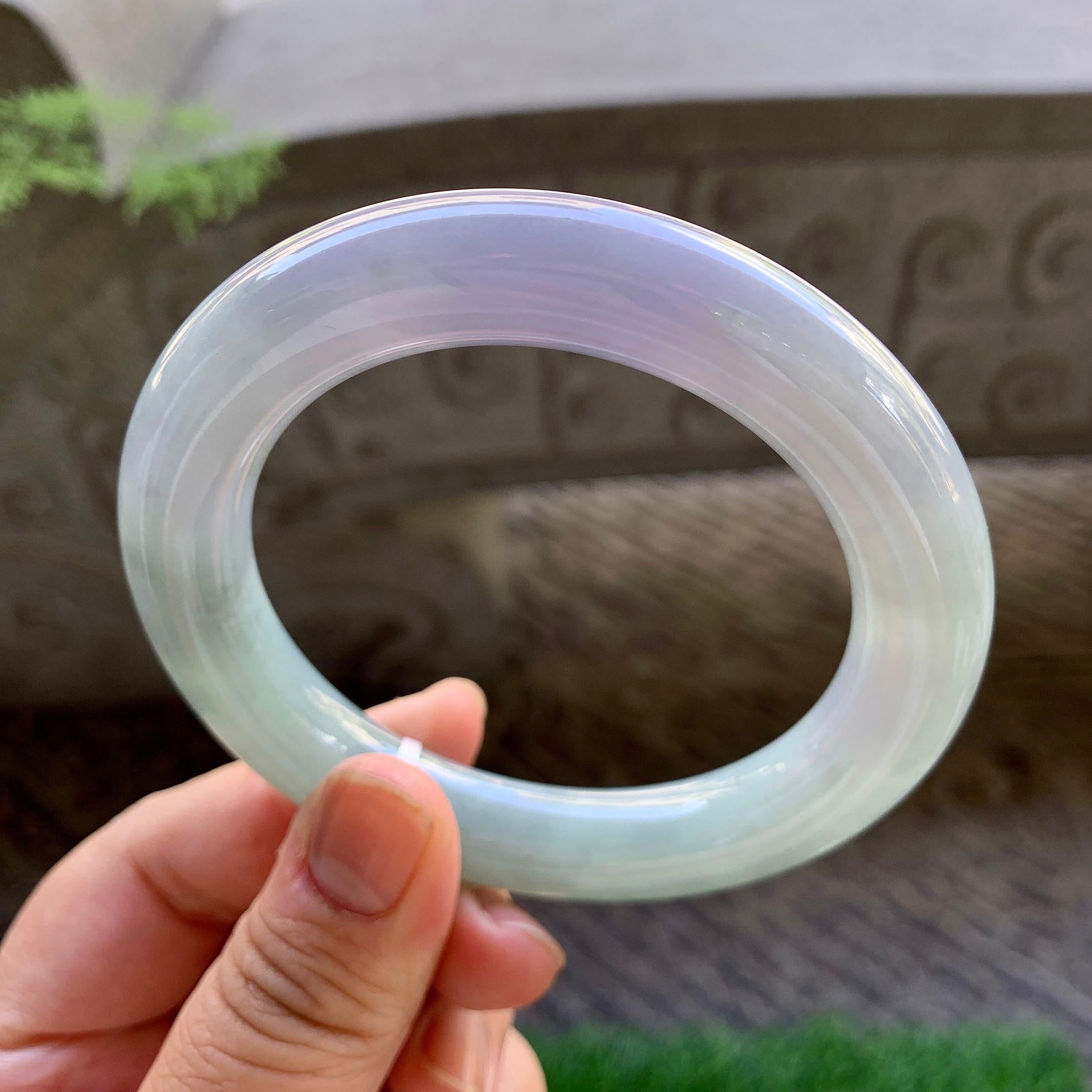 糯种淡春彩圆条手镯（59mm）（yc213147）