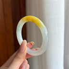 糯冰黄翡特色翡翠圆条手镯（51.5mm)（yc423126）