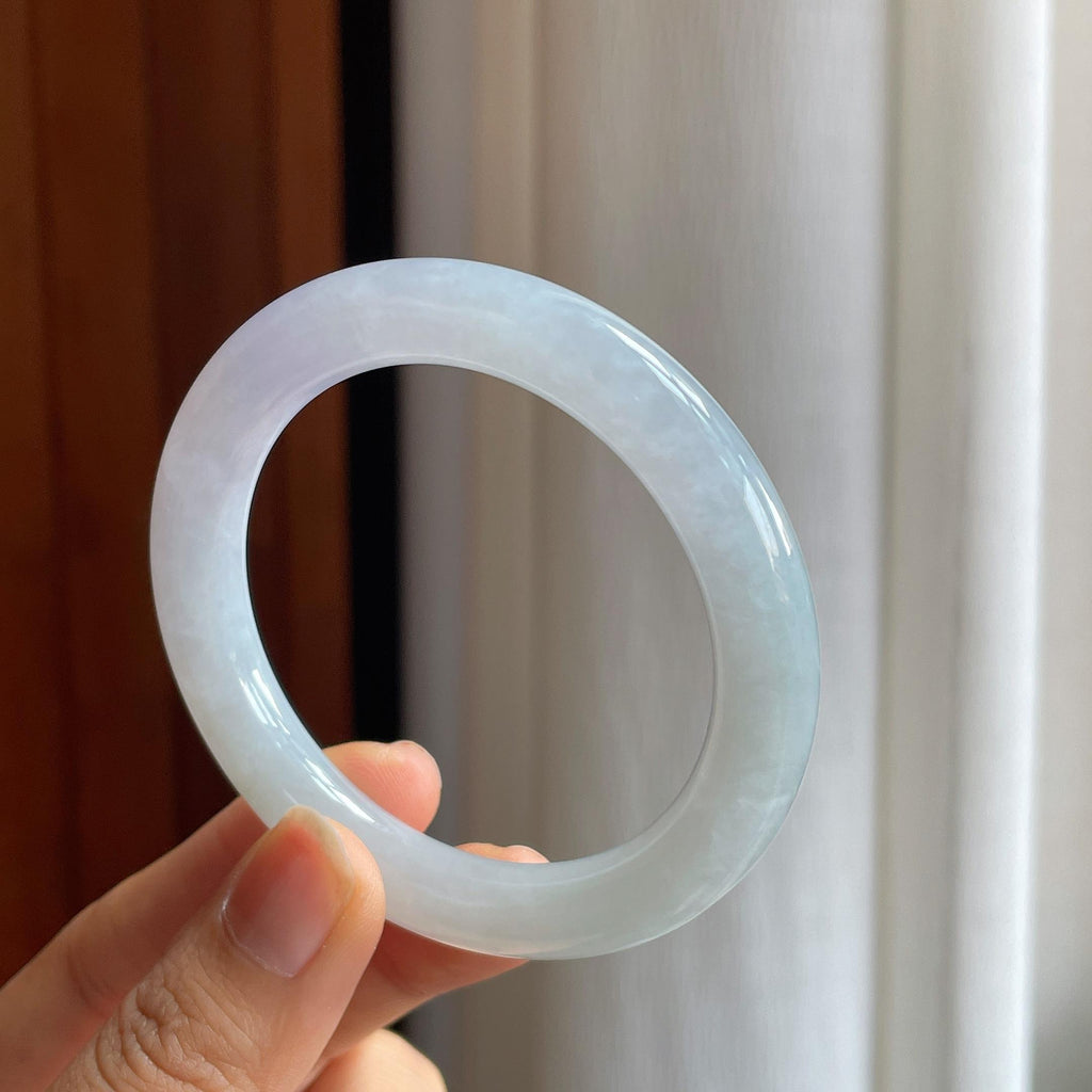 糯冰淡紫罗兰翡翠圆条手镯（52.3mm）（yc373954）