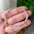 18K金镶糯冰种淡紫罗兰小米珠手链（yc232460）