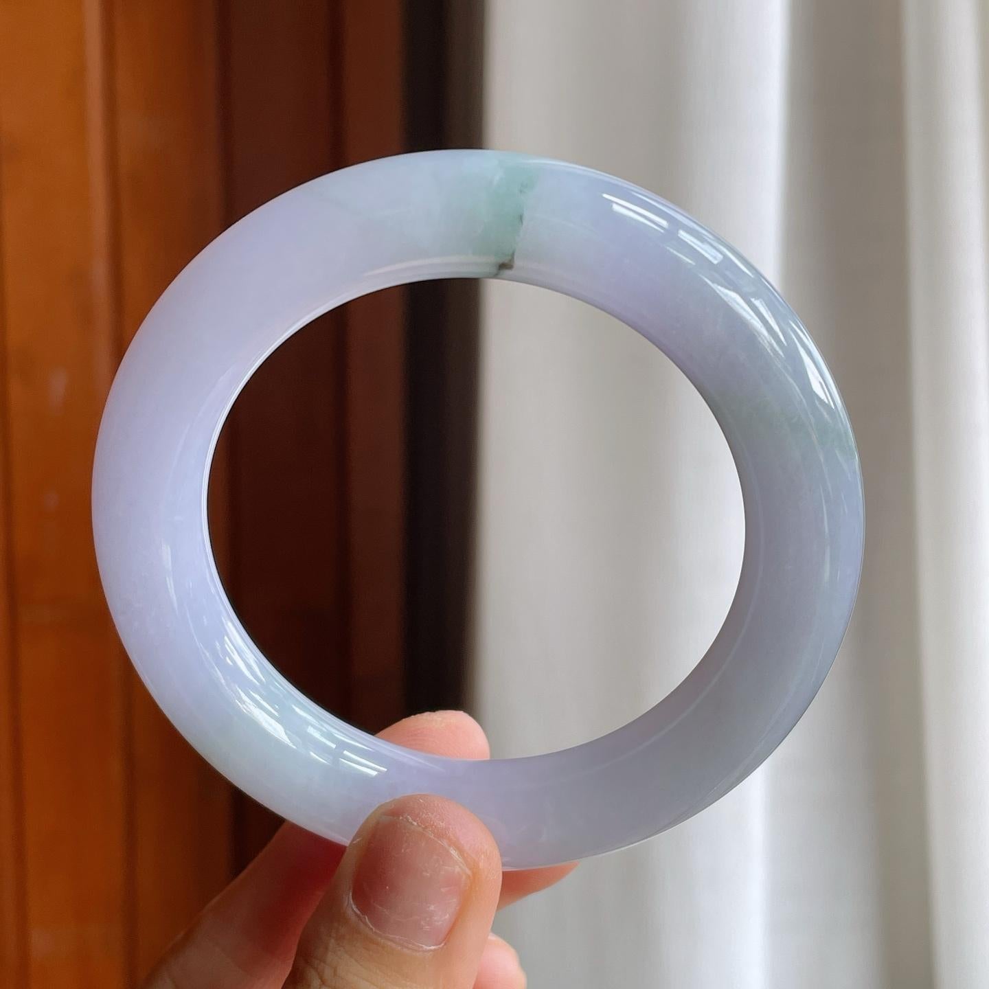 糯冰紫罗兰飘花翡翠圆条手镯（58mm）（yc221932）