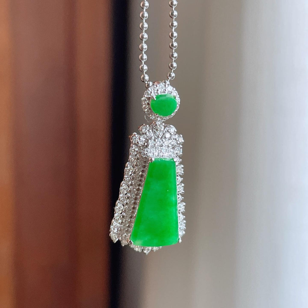 18k金镶糯冰翡翠无事牌（yc241870）