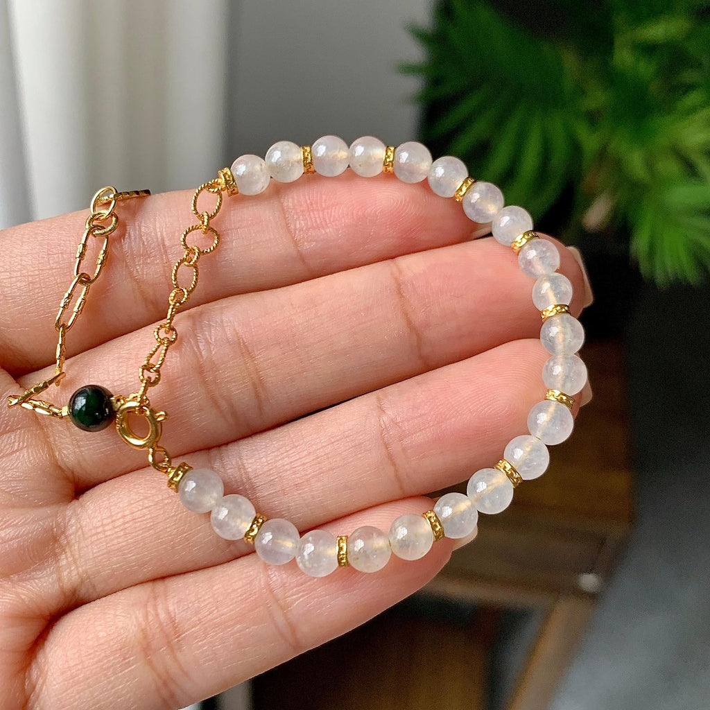 镀金镶细糯种无色手链（yc220688）