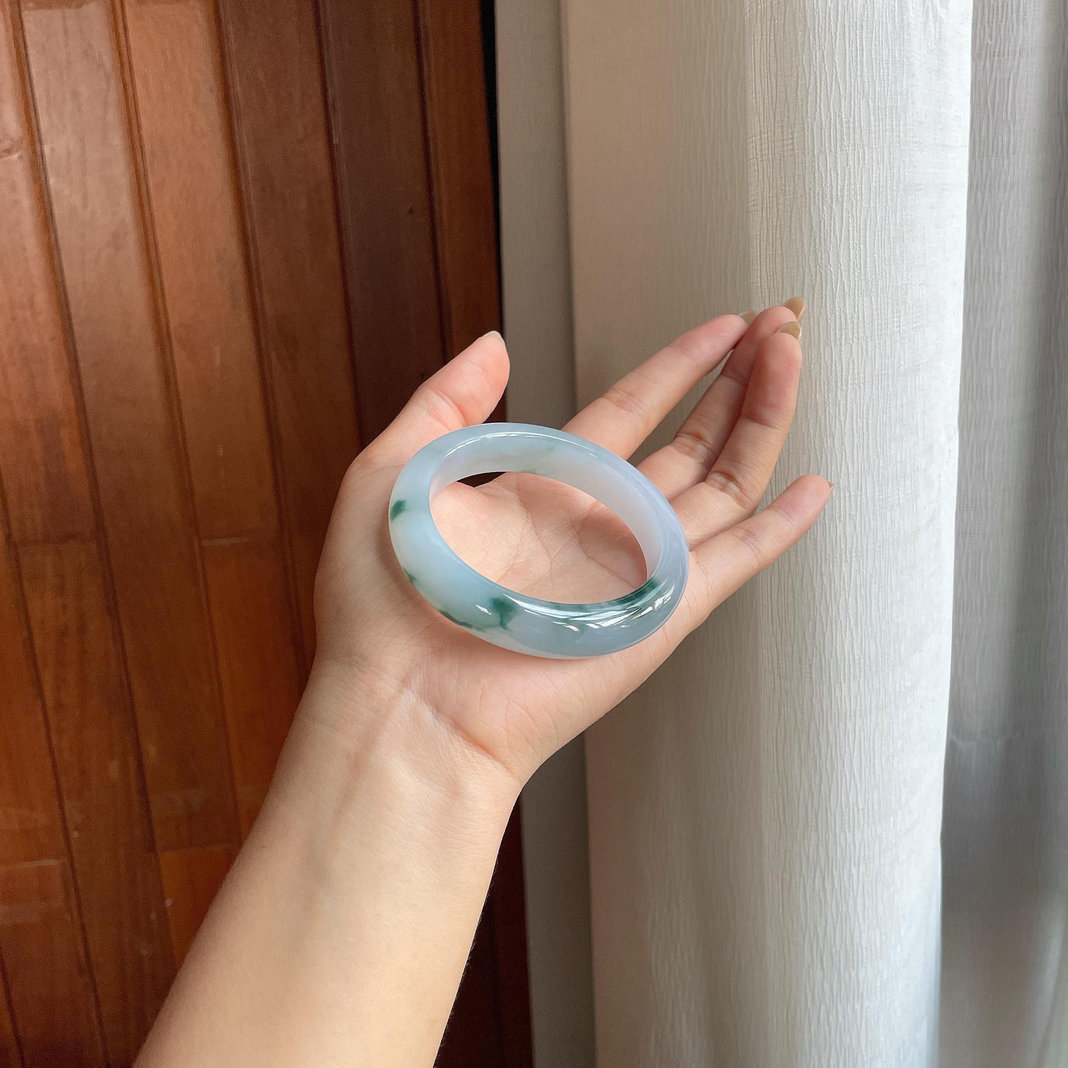 糯冰飘花翡翠平安镯（56.5mm）（yc415366）