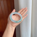 糯冰飘花翡翠圆条手镯（58mm)（yc380045）