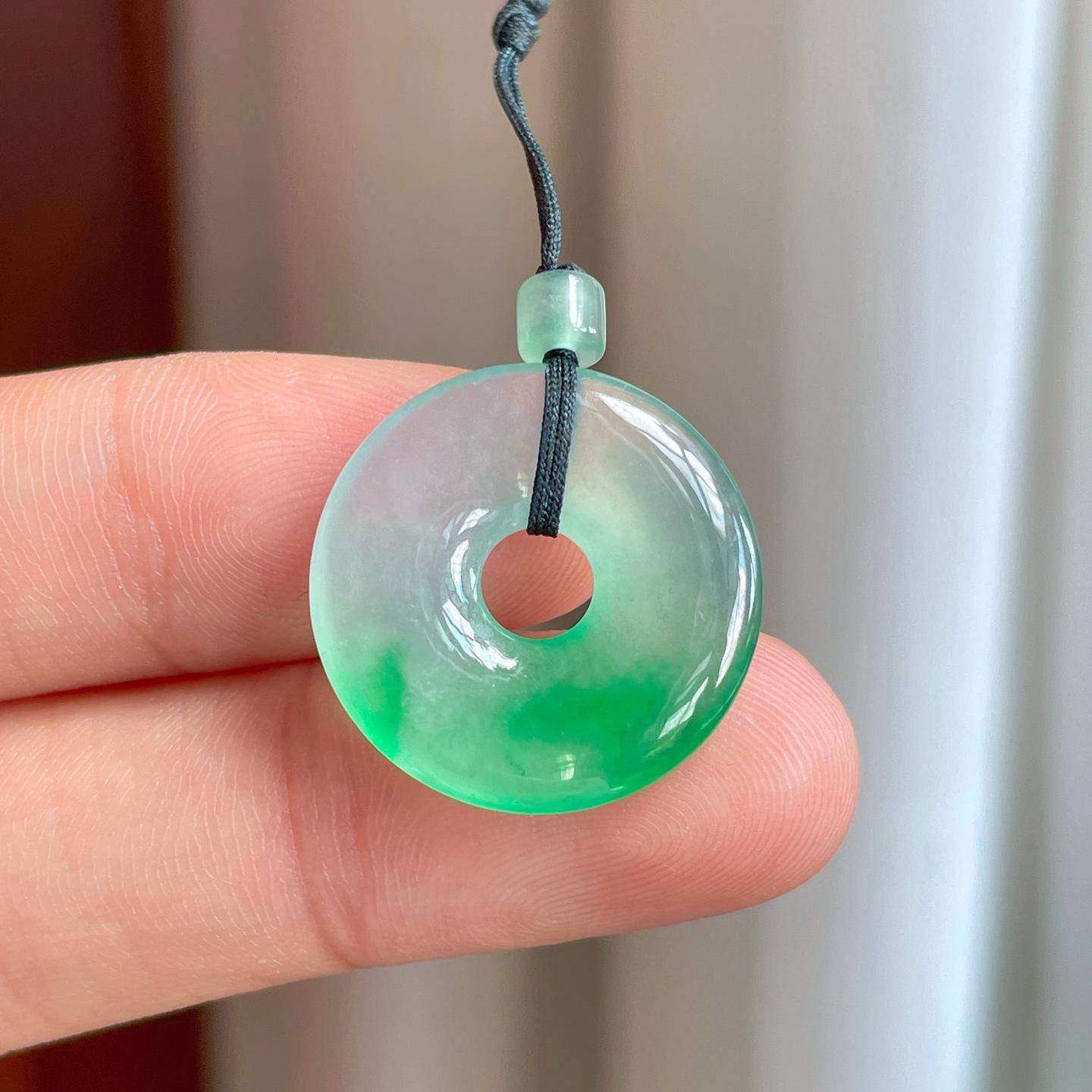 冰种带色翡翠甜甜圈（yc247655）