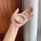 糯冰黄翡圆条翡翠手镯(53.5mm)（yc402810）