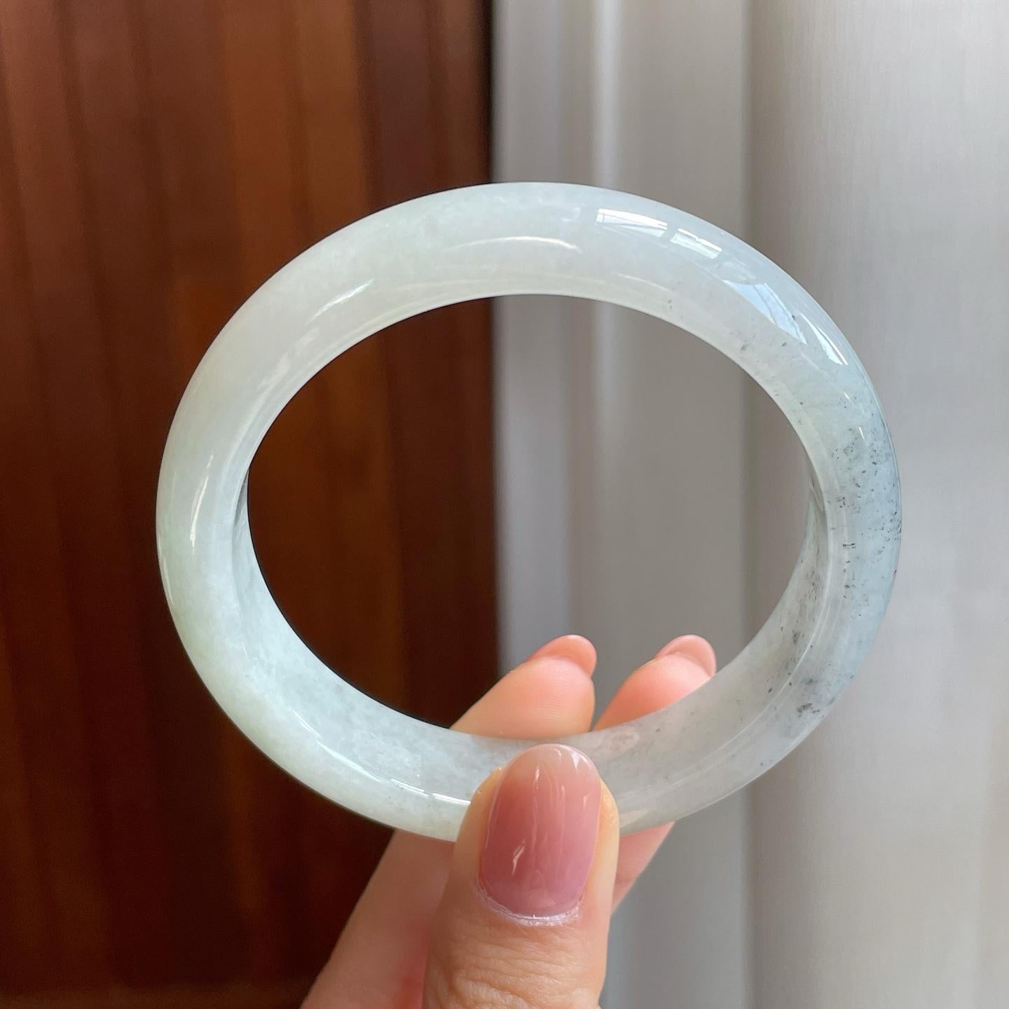 冰种乌鸡翡翠平安镯（57mm)（yc323653）