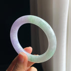 糯冰春带彩翡翠圆条手镯（55.2mm)（yc348941）