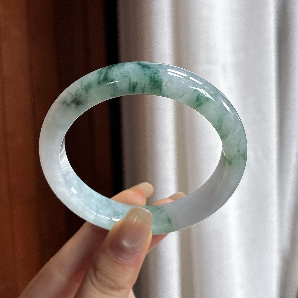 细糯种飘花正圈平安镯 55圈 天然缅甸A货翡翠（yc466247）