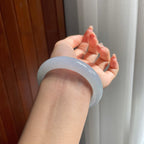 糯冰种带色翡翠平安镯（54mm）