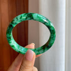 糯冰飘花翡翠平安镯（58mm)（yc386432）
