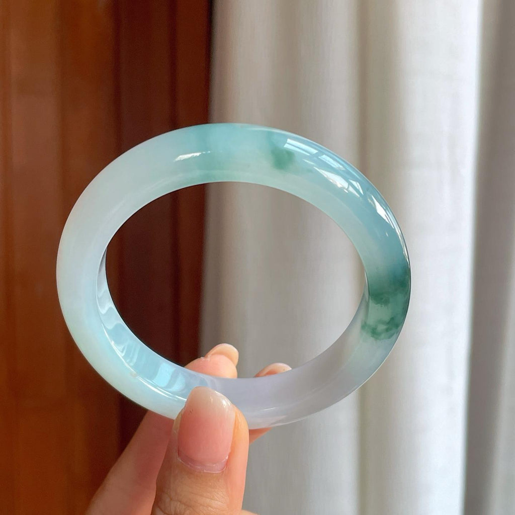 糯冰飘花翡翠平安镯（56mm）（yc400163）