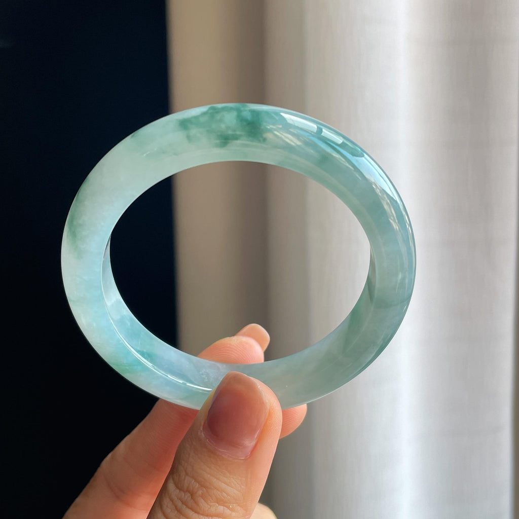糯冰飘花翡翠平安镯（53mm）（yc289696）
