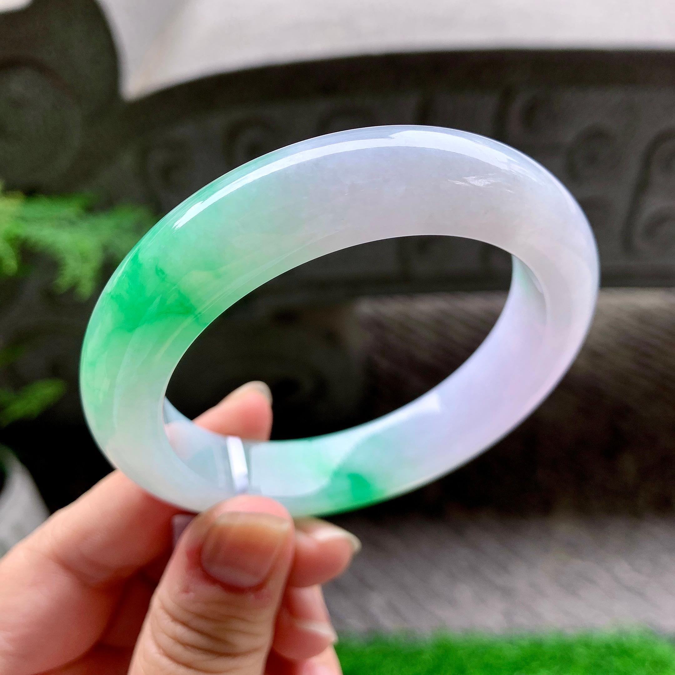 糯冰种春彩平安镯（58mm）（yc253789）