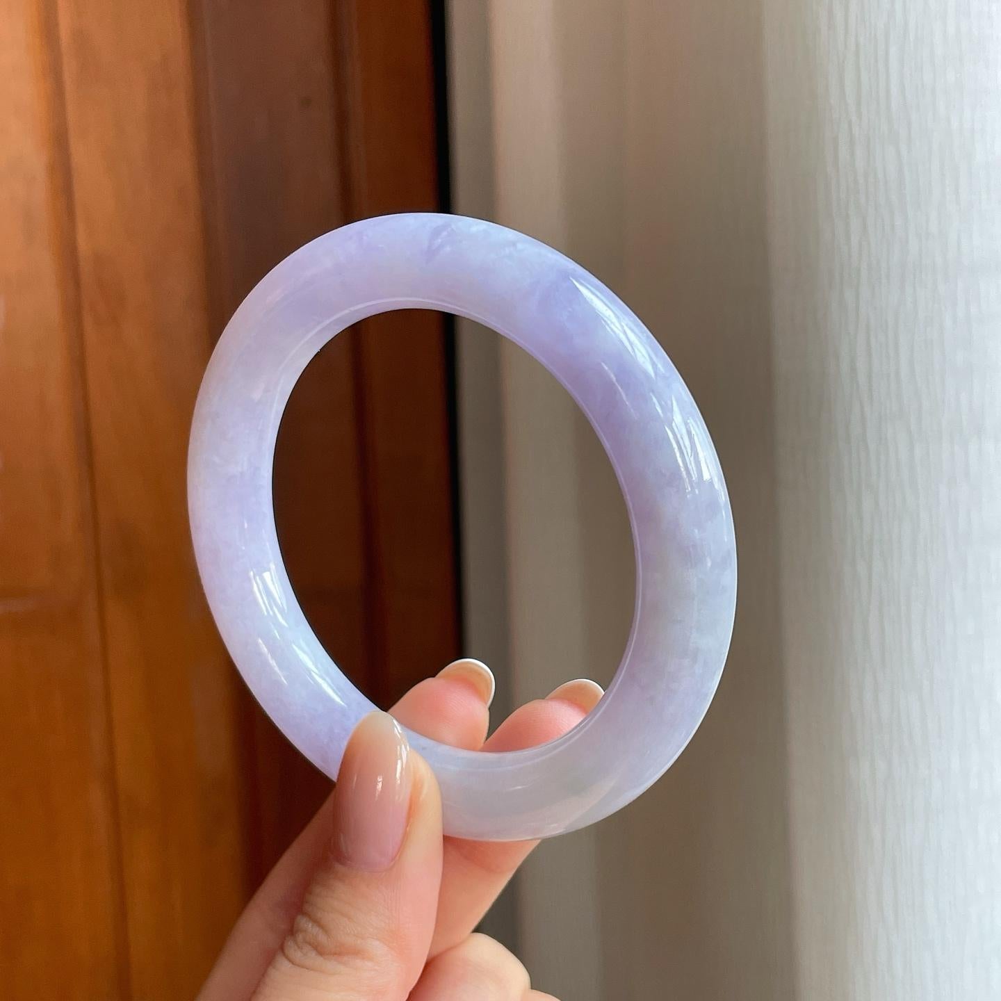 糯冰紫罗兰翡翠圆条手镯（56.8mm)（yc373956）