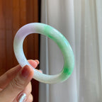 糯冰春带彩翡翠圆条手镯（57mm）（yc284627）