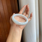 糯冰白月光翡翠平安镯（59.5mm）（yc268101）
