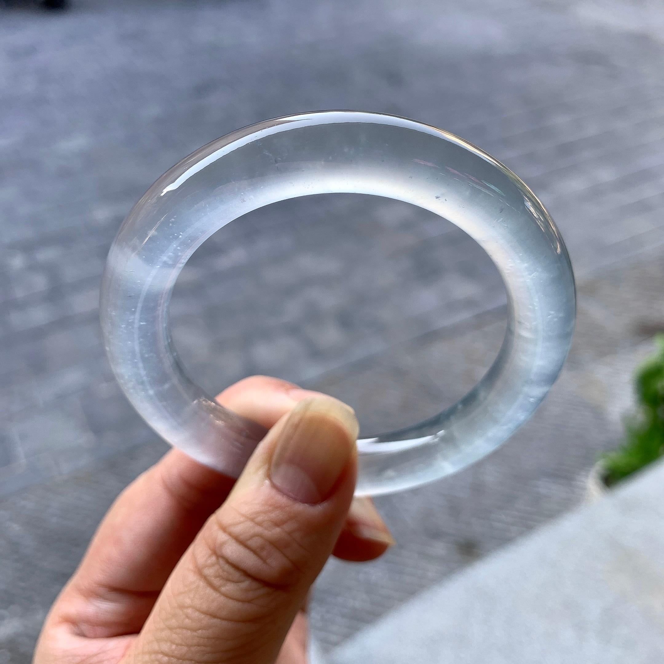 高冰种无色圆条手镯（53.6mm）（yc268982）
