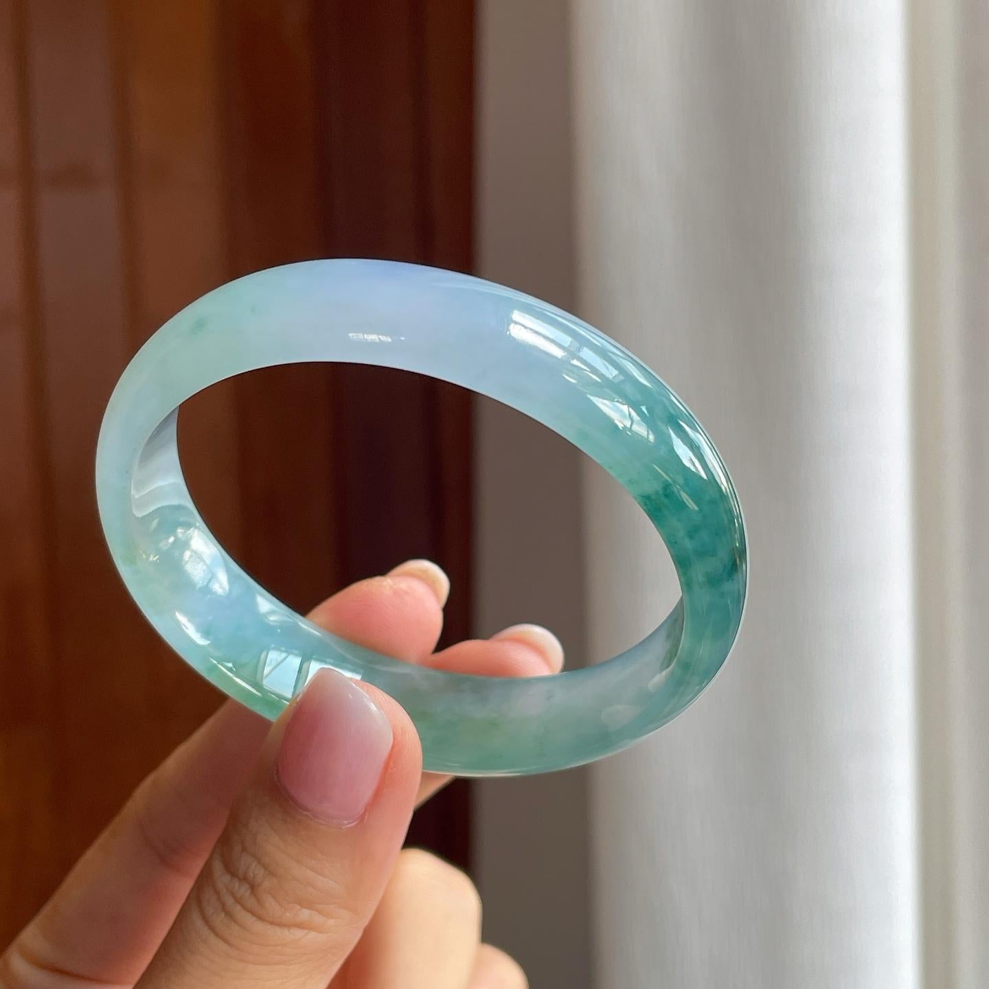 冰种飘花宽版翡翠贵妃镯（58mm)（yc382827）