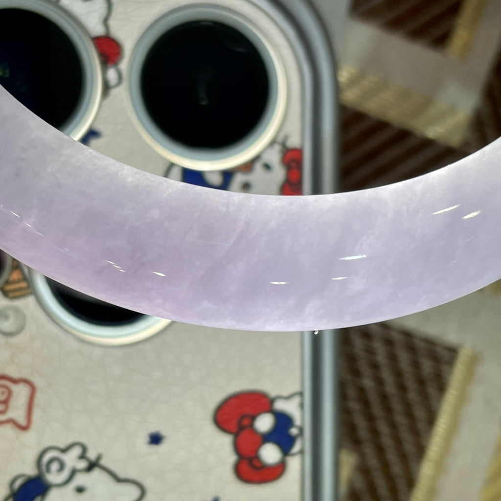 细糯种淡紫底飘花正圈平安镯57.9圈 天然缅甸A货翡翠（yc464078）