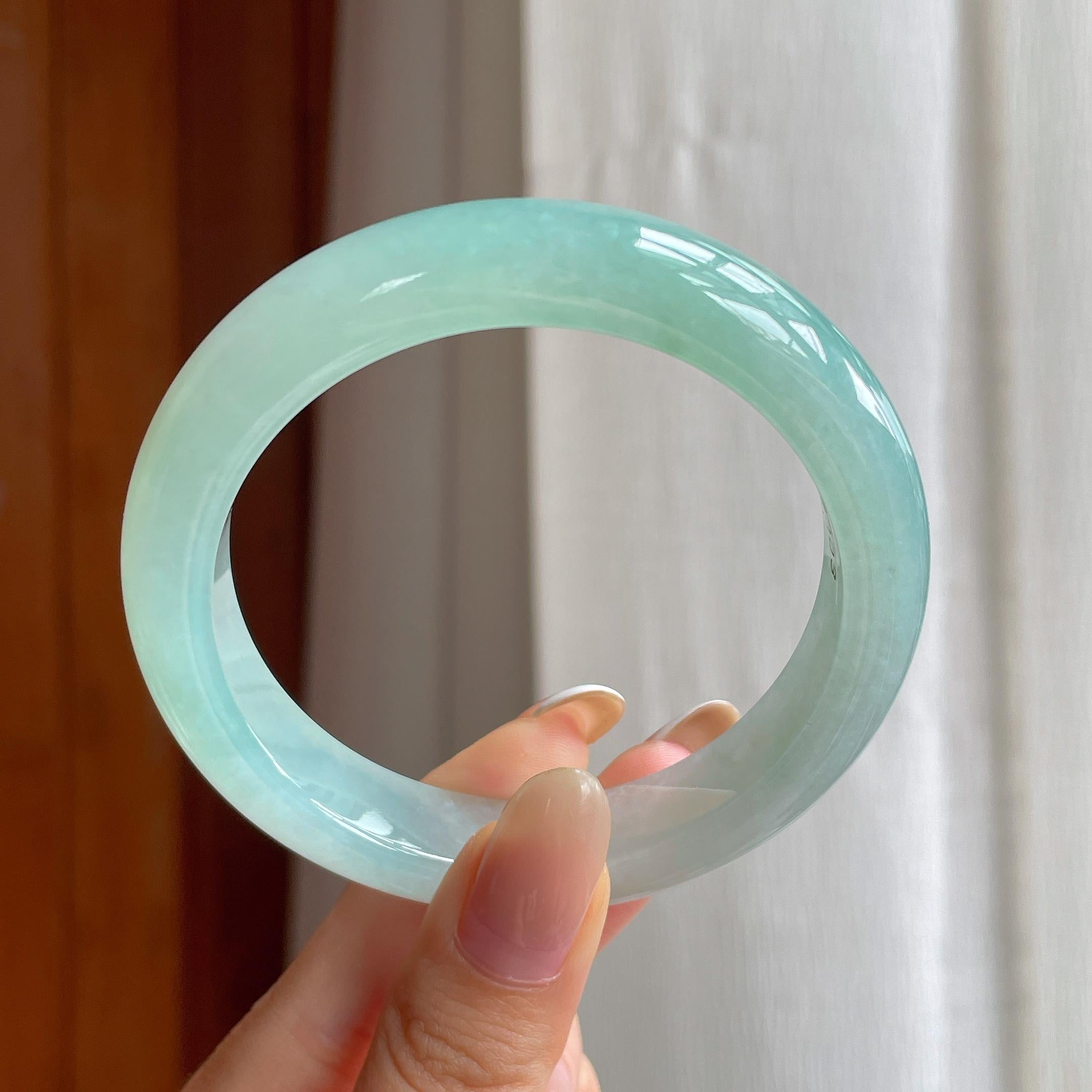 糯冰半山半水翡翠平安镯（57.6mm)（yc409904）