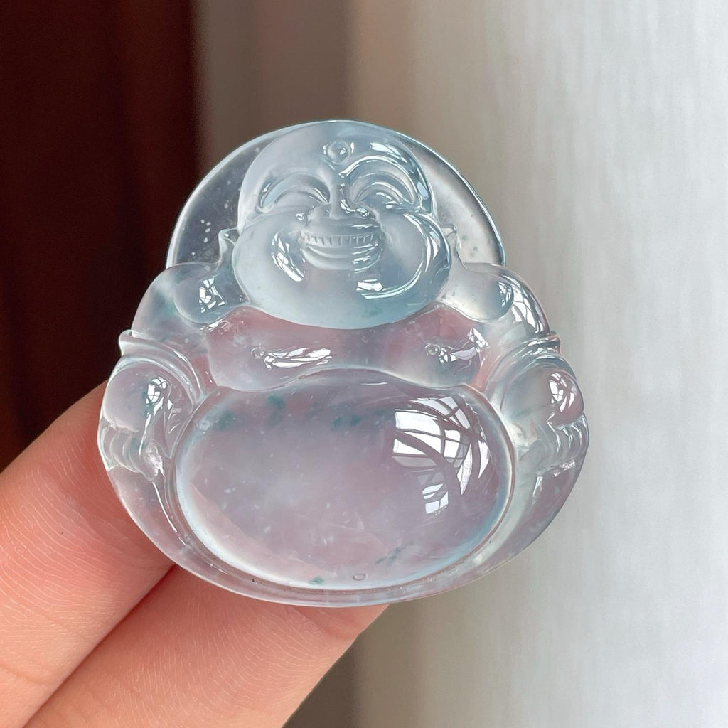 冰种蓝底飘花翡翠佛公（yc248545）