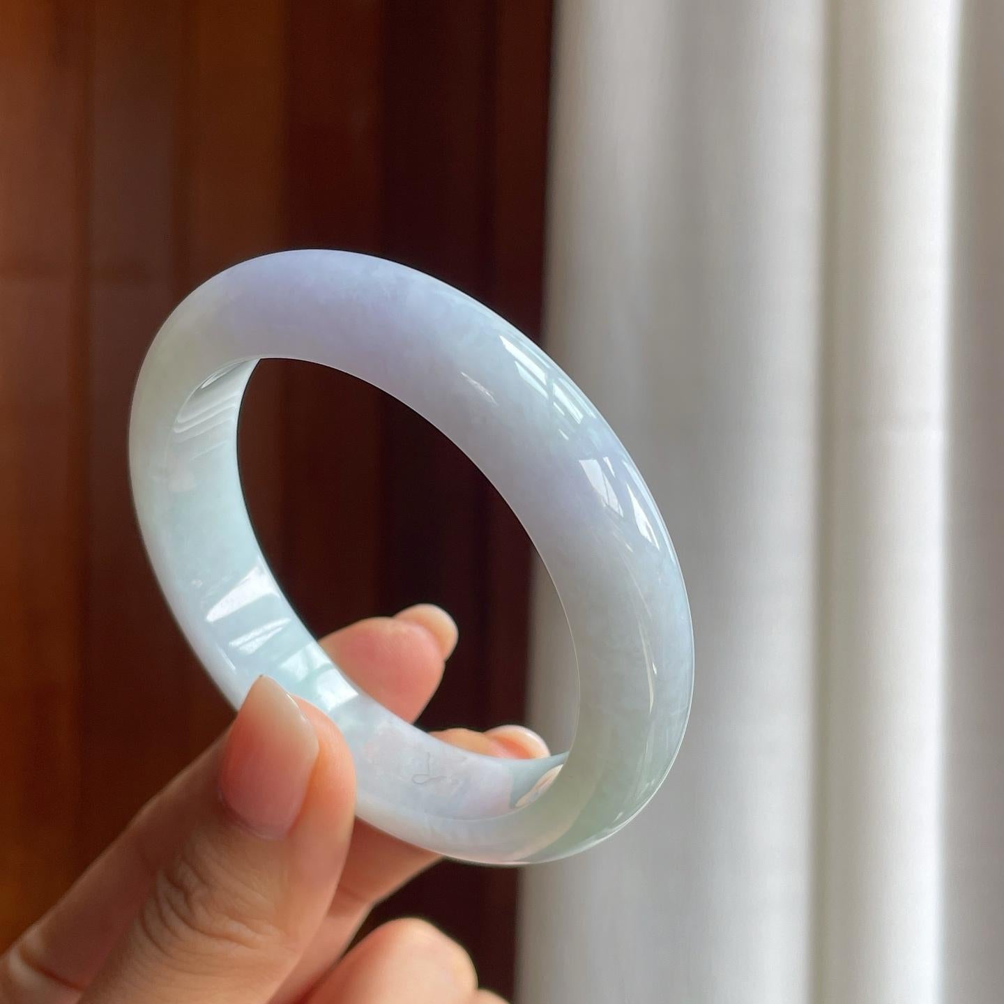 糯冰淡紫罗兰翡翠平安镯（54.2mm）（yc389577）