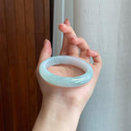 糯冰飘花翡翠平安镯（54.3mm)（yc323701）