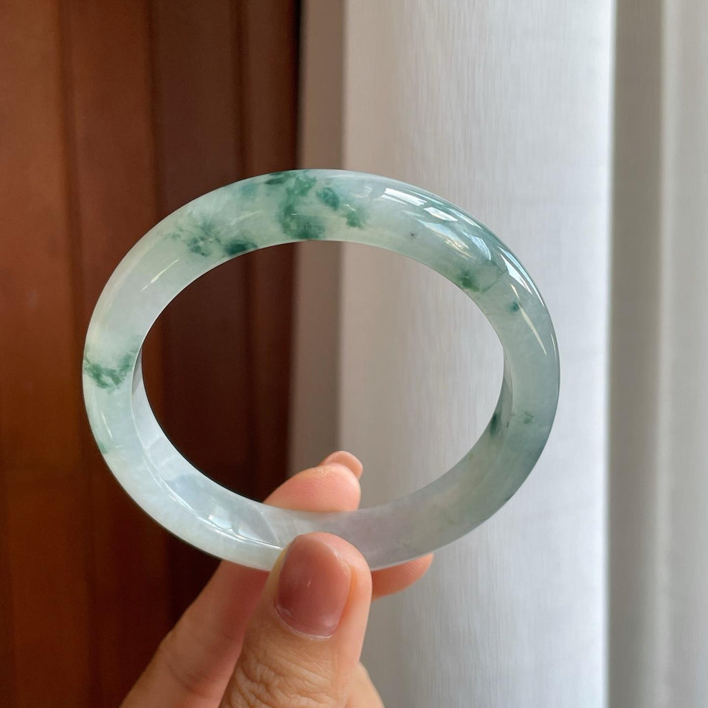 糯冰飘花翡翠平安镯（57.5mm）（yc281665）