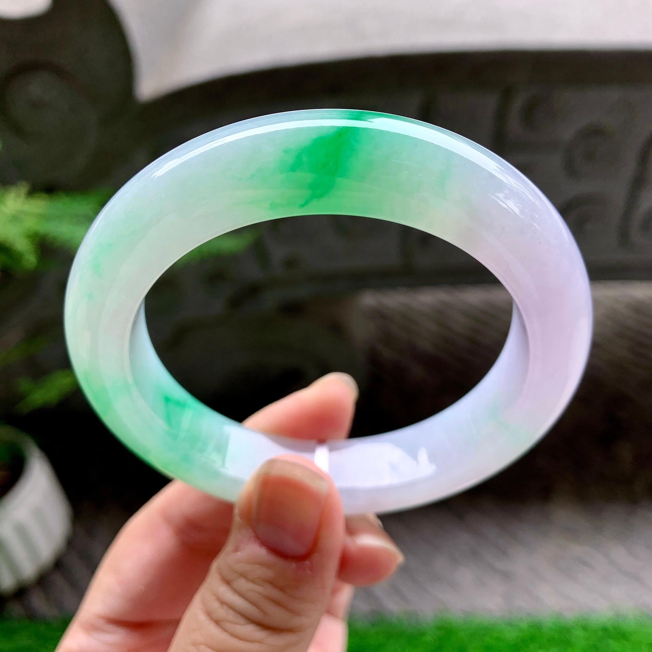 糯冰种春彩平安镯（58mm）（yc253789）