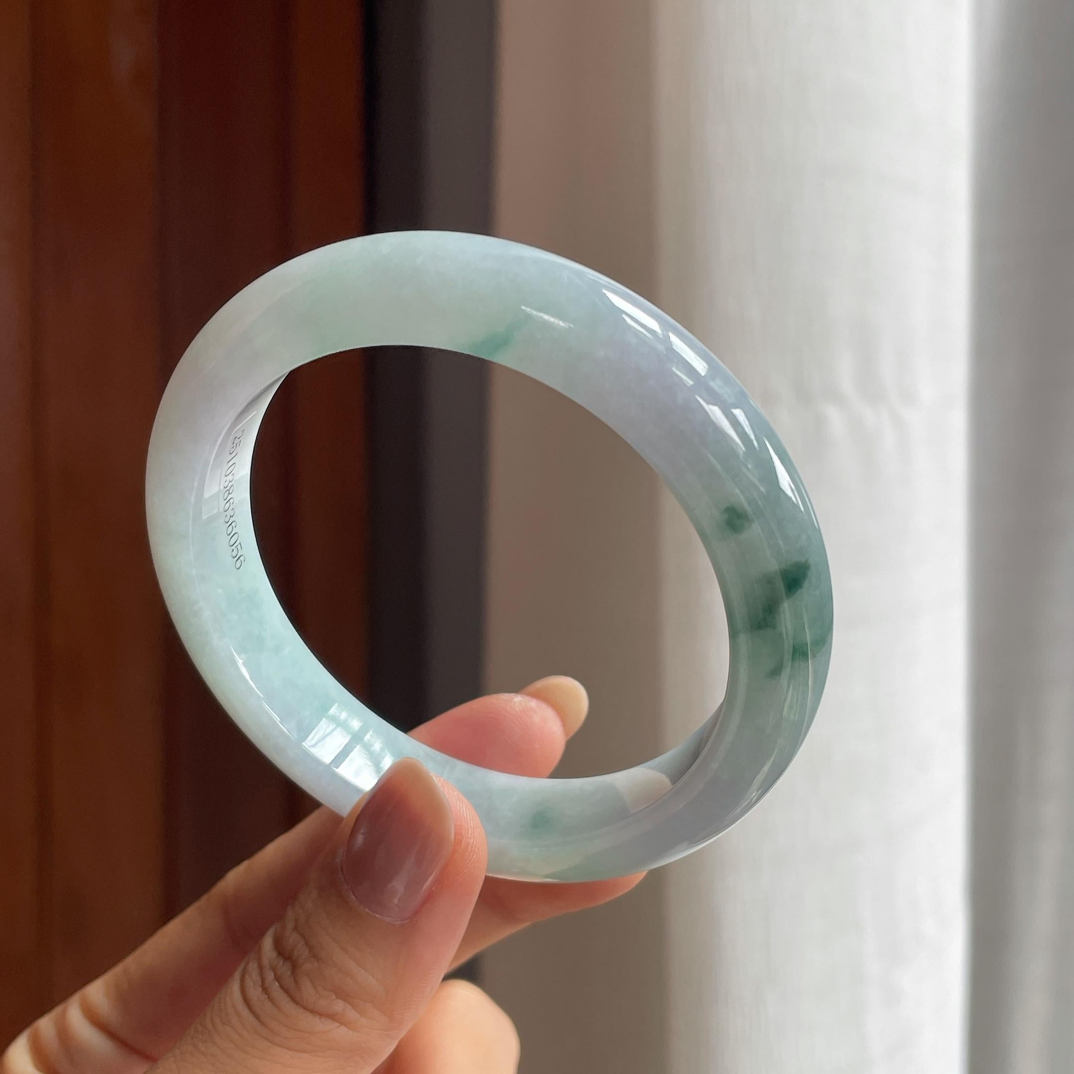 糯冰飘花翡翠平安镯（58.5mm）（yc423127）
