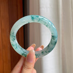 冰种飘花翡翠平安镯（59mm)（yc414520）
