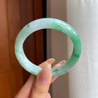 糯冰带色翡翠平安镯（55.7mm)（yc412169）