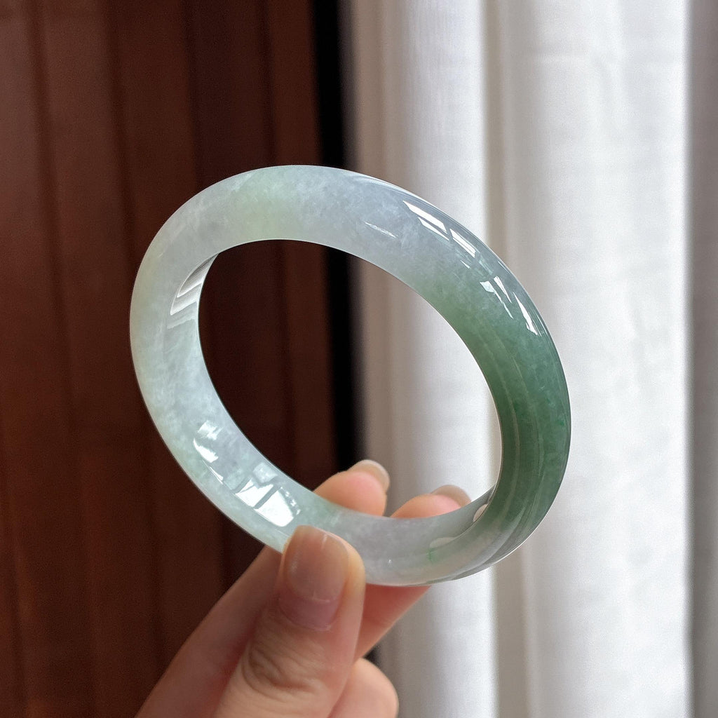 细糯种湖水绿正圈平安镯 58圈 天然缅甸A货翡翠（yc481639）