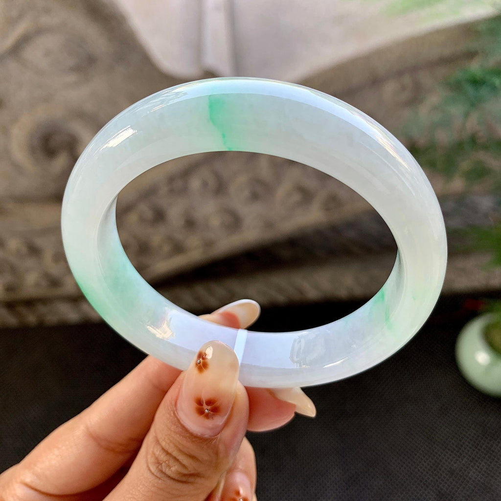 细糯种飘绿平安镯（55.8mm）（yc264527）