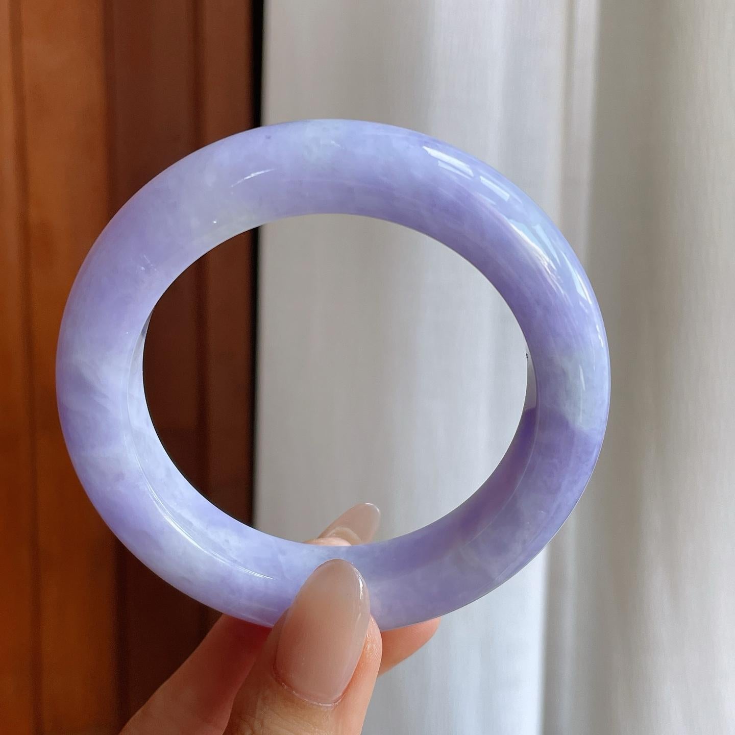 糯种紫罗兰翡翠平安镯（58.3mm）（yc242098）