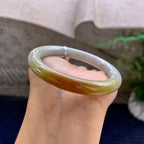 糯种黄翡圆条手镯（53.8mm）（yc223953）