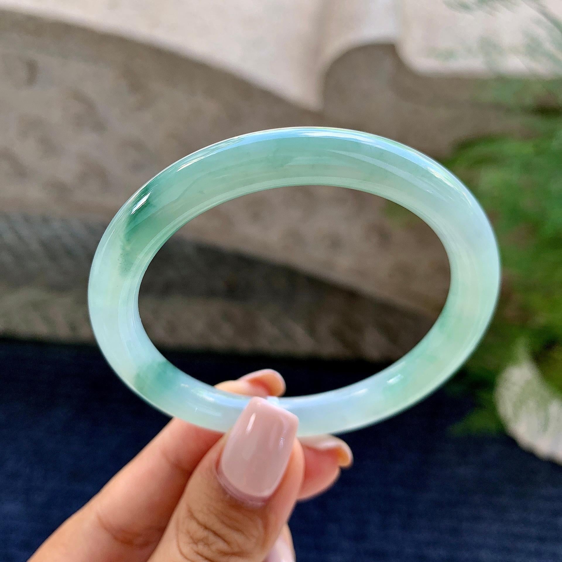 细糯种飘花圆条手镯（53.2mm）（yc228033）