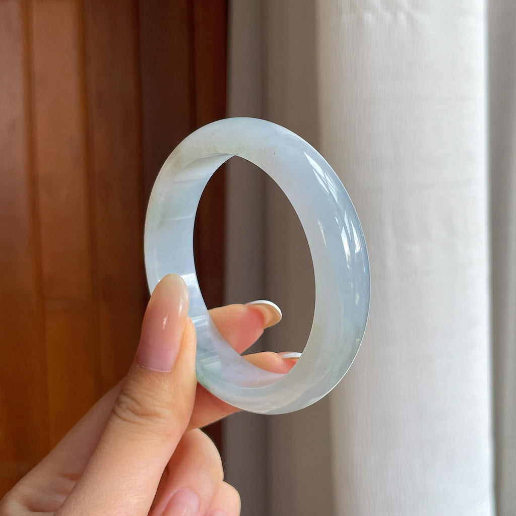 糯冰飘花翡翠平安镯（53mm)（yc415336）