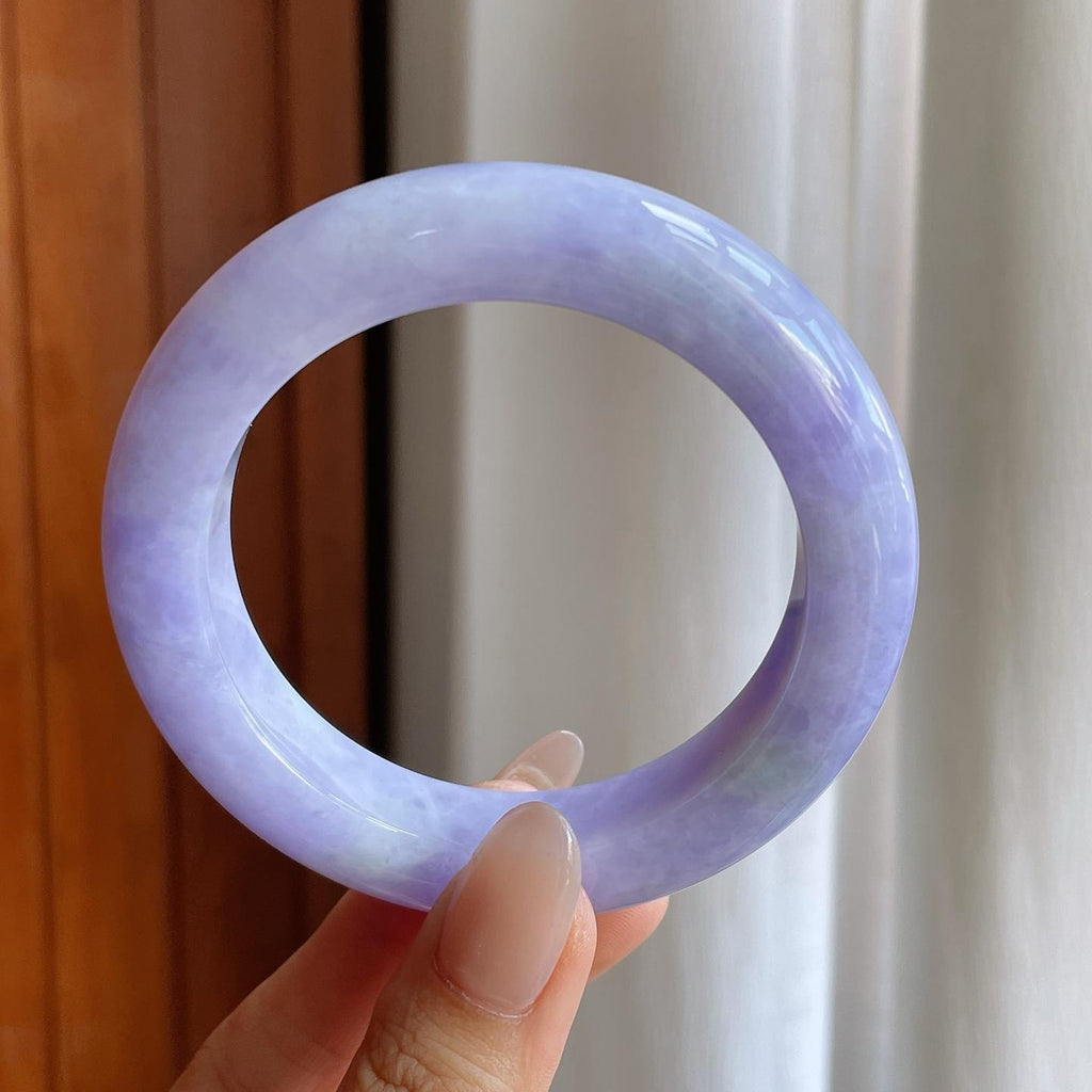 糯种紫罗兰翡翠平安镯（58.3mm）（yc242098）