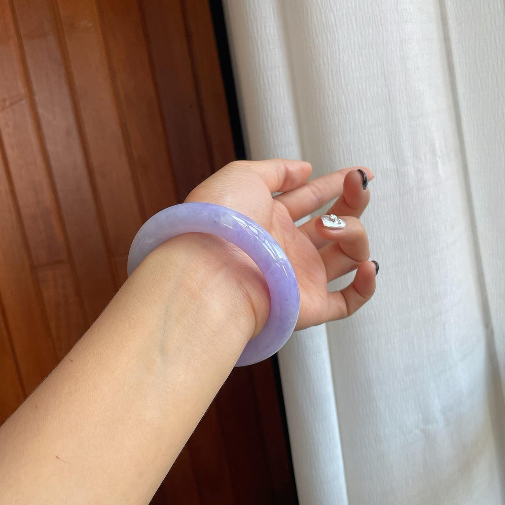 糯冰紫罗兰翡翠圆条手镯（56.6mm）（yc278731）