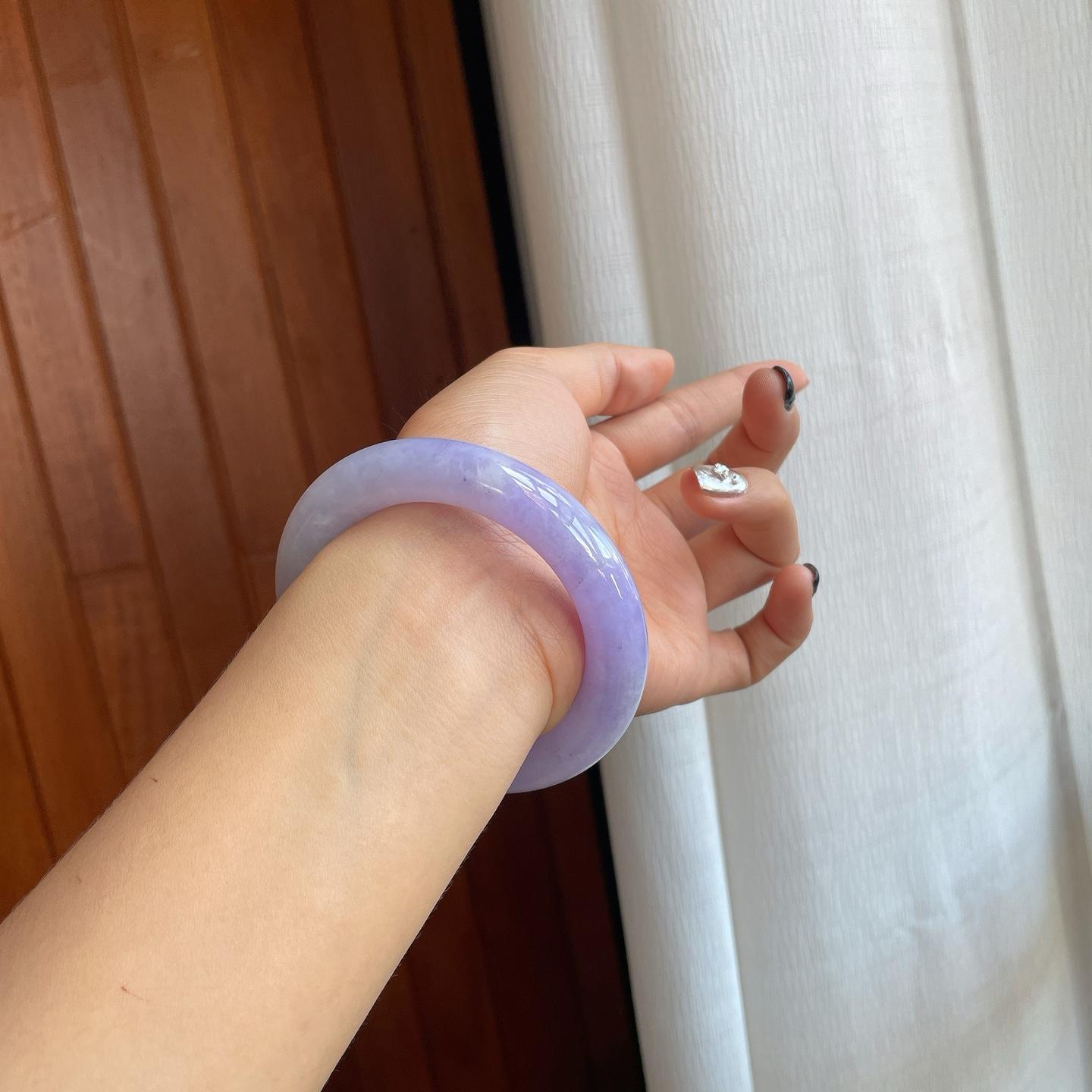 糯冰紫罗兰翡翠圆条手镯（56.6mm）（yc278731）