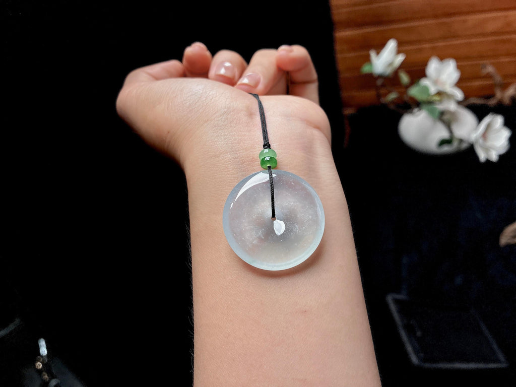 冰玻种无色平安扣挂件 天然缅甸A货翡翠（yc465318）