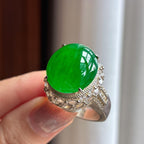 Mặt trứng ngọc phỉ thúy băng chủng xanh lục đầy viền đồng Ngọc phỉ thúy tự nhiên loại A Myanmar (yc450086)