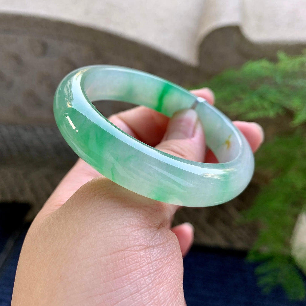 糯冰种飘绿洒金平安镯（51.2mm）（yc249463）